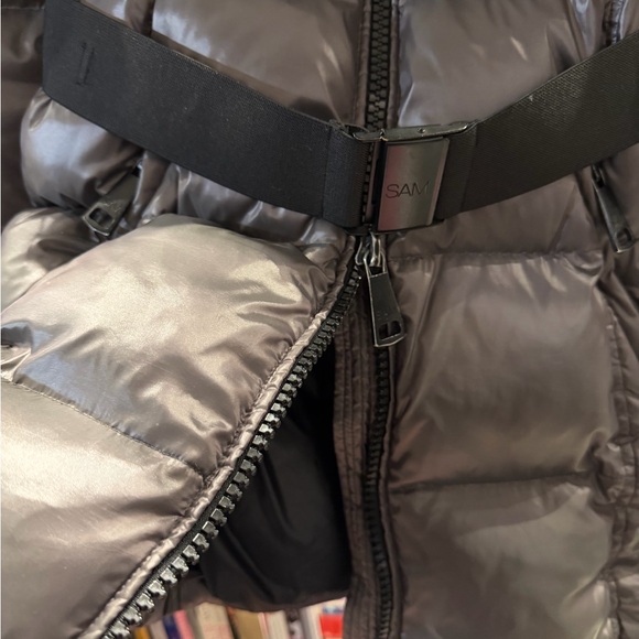 SAM. Metallic Gray Puffer Jacket $650 retail - Picture 6 of 11